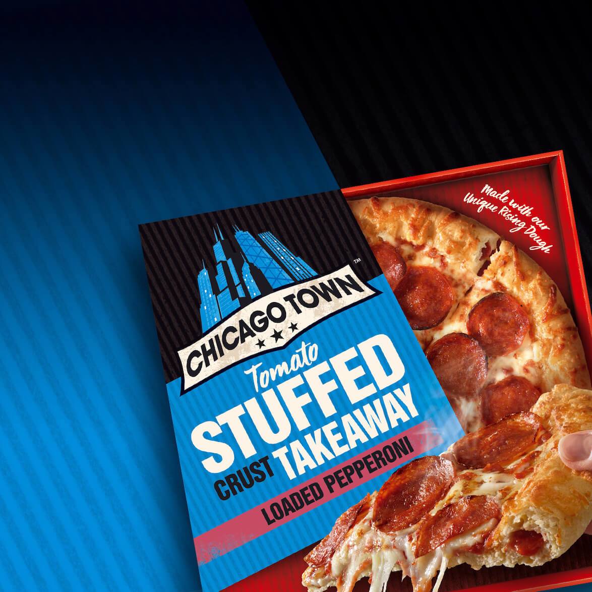 Chicago Town tomato stuffed crust loaded pepperoni pizza